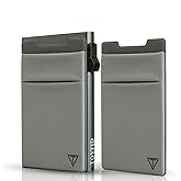 TOYFID Slim Wallet for Men and Women,Pop Up Credit Card Wallet Metal Minimalist Cards Holder with Money Pocket,Small Ultralight Aluminum RFID Blocking Wallets 6-12 Card Capacity,Grey