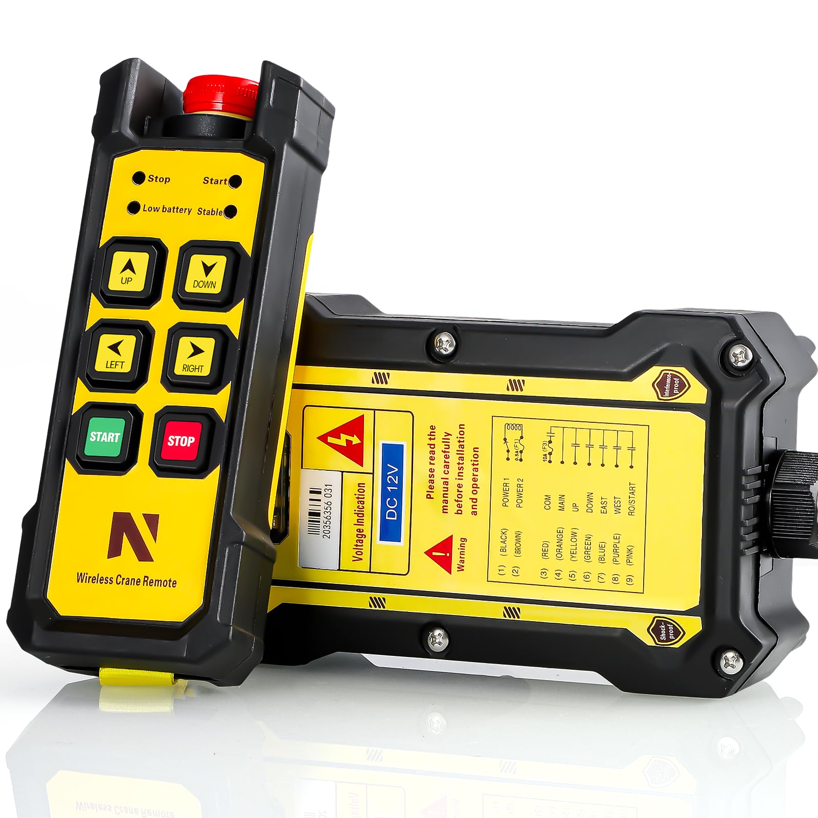 Photo 1 of NEWTRY Wireless Crane Remote, 12V 4 Button Industrial Crane Controller Hoist Truck Remote 984FT Electric Lift Switch with Indicator System