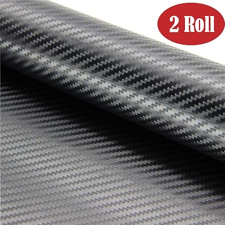 Winiron Autofolie Carbon Folie - 2 Rolle Autofolie 3M Aufkleber Vinyl Wrap 3D DIY Auto Folie mit Luftkanäle Verdickt Dekorati