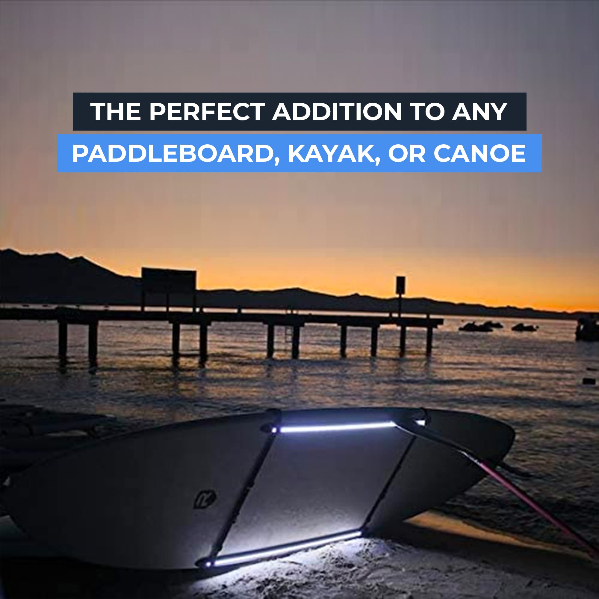 NOCQUA Spectrum P2 Paddleboard Color Changing Lighting System - LED Lights, Rechargeable, Compatible with SUP, SOT Paddleboard, Kayak, Canoe - Travel Case Included