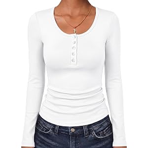 ANRABESS Womens Long Sleeve Shirts Thermal Fleece Tops | Henley Neck Dressy Business Casual Work T-Shirts, Fall Winter Soft W