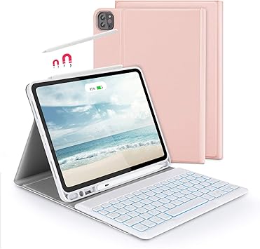 Amazon Com Bluetooth Backlit Keyboard Case For Ipad Pro 11 2018 2020 1st 2nd Gen Jelly Comb Wireless Keyboard With Apple Pencil Holder For Ipads Rose Gold Computers Accessories