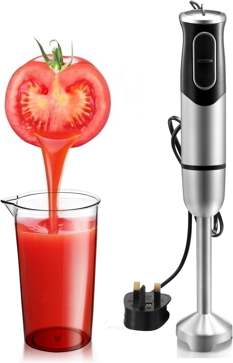 Homdox Hand Blender, 600W Strong Motor 8 Speed Stainless Steel