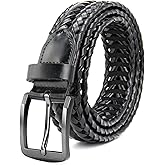 CHXRRPGC Mens Braided Leather Belt Everyday Casual Woven Belts for Men Fit Casual Golf Pants Jeans