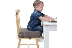 CZRRZL Toddler Booster Seat for Dining Table, Stronger Support Non-Slip Bottom Booster Seat for Kitchen Chair 2 Adjustable Straps Portable Travel and Home Increasing Booster Cushion Kid Baby(Grey)