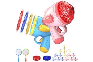 ledorr 2 in 1 Flying Disc Launcher Toys for Kids Flying Saucer and Gyro, Super Fun Outdoor Flying Toys for 3 4 5 6 7 8 Year Old Boys Girls, Gift for Kids