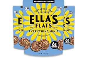 ELLA'S FLATS Ella’s Flats Minis - Everything (3 Pack) - Superfood seed crackers - Bold & savory - Just seeds, no fillers - 6g protein, 5g fiber, low carb