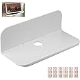 eLhook Made in USA White Stick-On Removable Floating Wall Shelf Textured ABS Molded Plastic with Lipped Edges and Cord Managment | Designed for Stick-On Adhesives or Screws