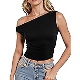 Off The Shoulder Tops for Women Tank Top Double Lined Crop Tank Tops Trendy Summer Going Out Top Sleeveless Fashion Clothes