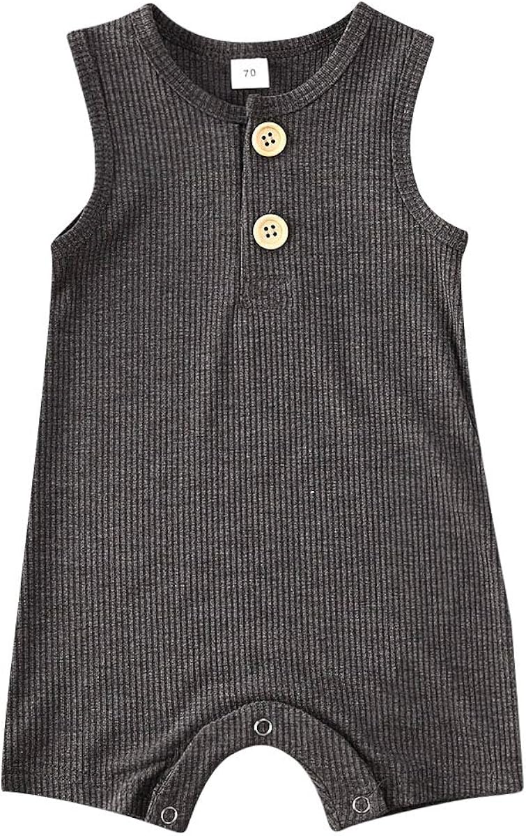 Infant Baby Boy Girl Romper Solid Plain One Piece Jumpsuits Bodysuit Pajamas Sleeveless One Piece Baby Clothes Summer Outfits