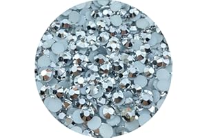 Xinhongo 1000pcs 6mm Resin Flatback Rhinestone Silver Round Flatback Rhinestones for Crafts, Bling Glitter Diamond Stone Rhinestone for Bottles, Tumblers, Nail Art, Clothes Shoes