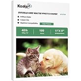 Koala Double Sided Matte Photo Paper 11X17 Inch 48LB 100 Sheets | Presentation Paper Compatible with Inkjet Printer, 180gsm