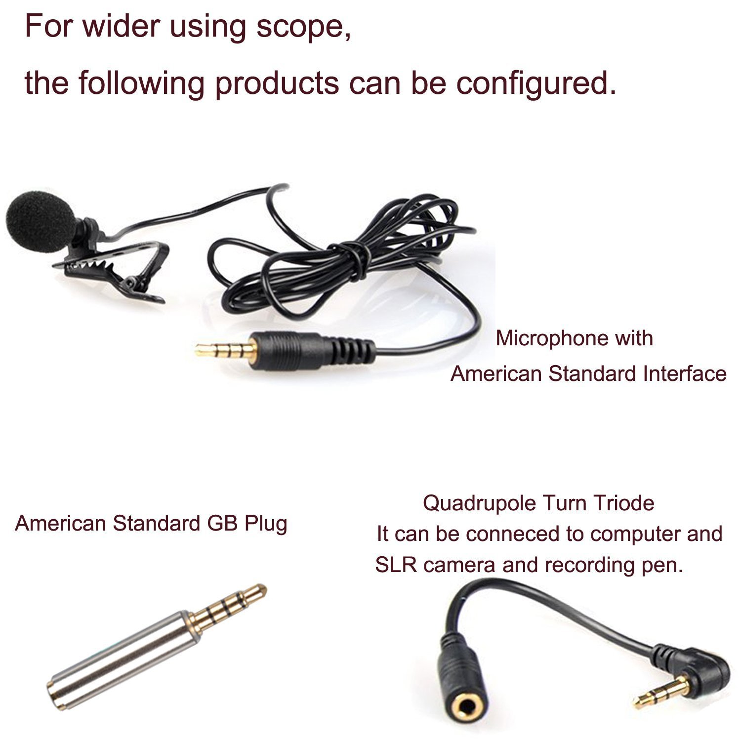 MyArmor Lavalier Lapel Microphone Hands-free Clip On 3.5mm Jack Condenser Mic with Adapter for iPhone Android Tablets Computers PC, Suitable for Canon Nikon DSLR Cameras Camcorders Audio Recorder