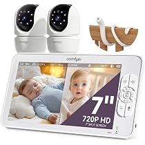 Amazon.com: Comfyer Split-Screen Baby Monitor with 2 Cameras, 7 ...