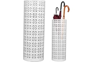 Fabater Umbrella Stand, Metal Umbrella Holder, Indoor Umbrella Rack Organizer with Hollow Design, Umbrella Storage for Entryway, Office, Home (White)
