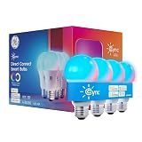 Cync GE A19 Smart LED Light Bulbs, Color Changing Room Décor, Works with Alexa and Google Home, Matter Compatible, LED Lights for Bedroom, Millions of Colors and White Tones (4 Pack)