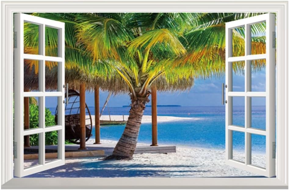 Lood Wall Stickers, Removable Summer Views Outside of Window Wall Sticker For Living Room Kids Girls Home Decor Vinyl Murals Art Decal New (M)