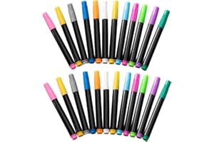 24PCS Neon Dry Erase Markers 12-Color Erasable Acrylic Dry Erase Markers for Light up Drawing Board and LED Message Boards, f