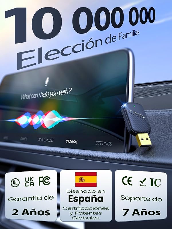 Mini Wireless CarPlay e Android Auto para navegação GPS, azul — foto 7 de 8