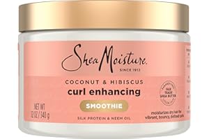 SheaMoisture Smoothie Curl Enhancing Cream Coconut and Hibiscus for Thick, Curly Hair Sulfate Free and Paraben Free 12 oz