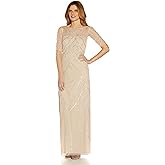 Adrianna Papell Womens Beaded Long Column Gown