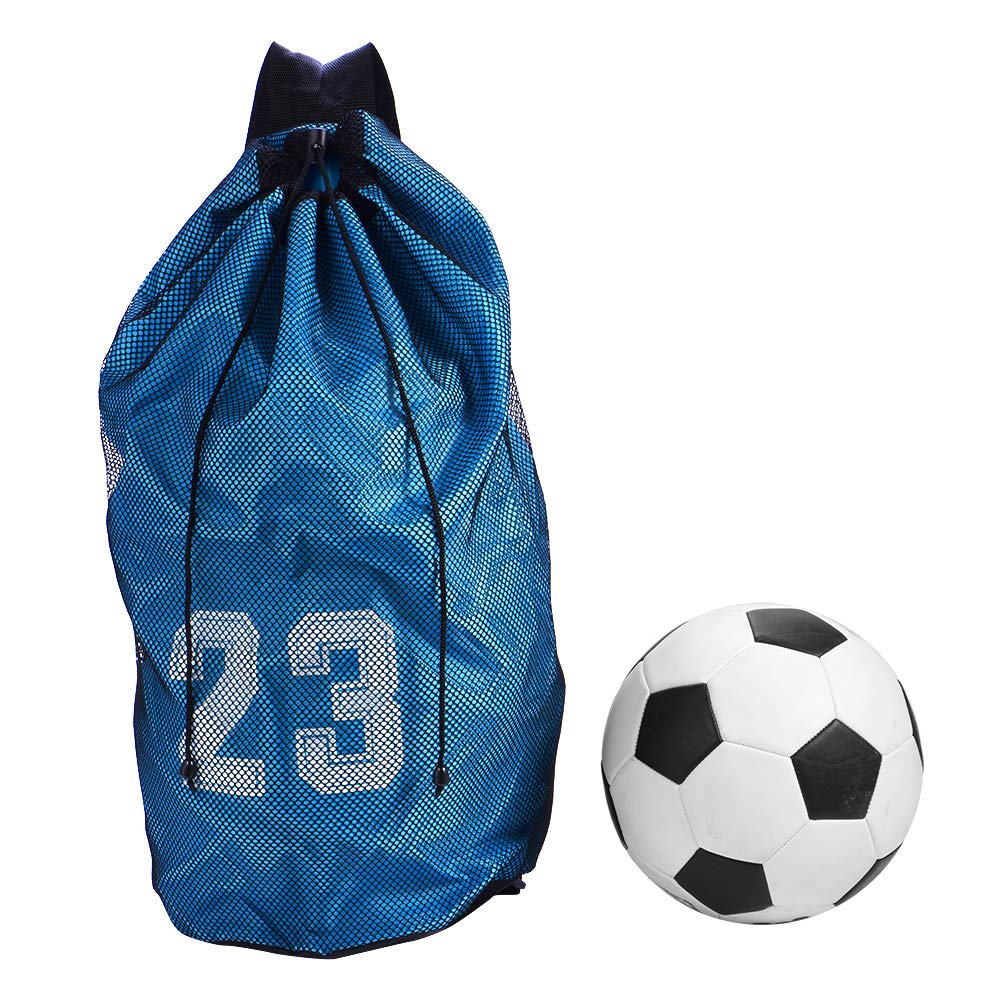 Alomejor Basketball Mesh Backpack Sports Training Drawstring Backpack Exercising Mesh Storage Bag for Basketball Football Soccer(Blue)