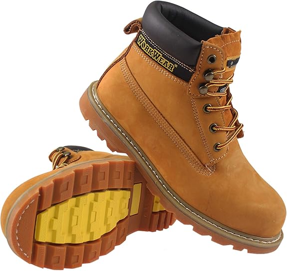 Mens Leather Ankle Safety Boots LACE UP Steel Toe Cap Work Boots Hiker