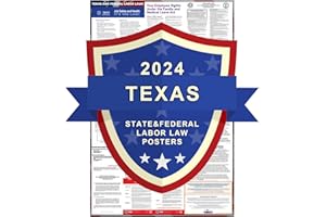 DongYiSheng 2024 Texas State and Federal Labor Laws Poster - OSHA Compliant UV Waterproof Laminated 24"" x 36"" English Version Folded