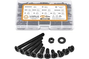 VIGRUE VIRGUE 870Pcs M3 Flat Head Phillips Machine Screws Black, M3 x 4/5/6/8/10/12/16/20/25/30mm Countersunk Metric Machine Screws Assortment Kit