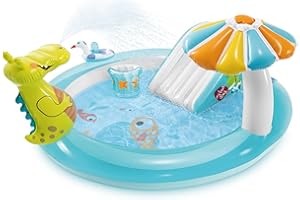 Intex Gator 6.6' x 5.6' x 4" Outdoor Inflatable Kiddie Pool Water Play Swim Center