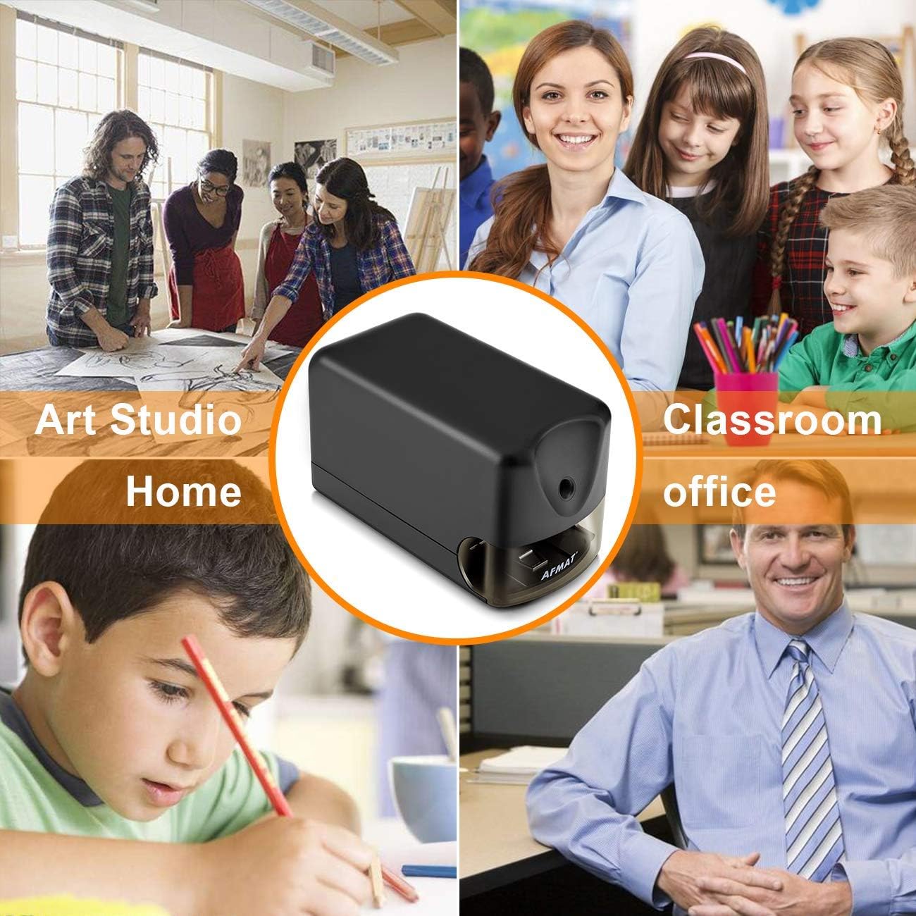 AFMAT Electric Pencil Sharpener Heavy Duty, Classroom Pencil Sharpener for 6.5-8mm No.2/Colored Pencils, UL Listed Industrial Pencil Sharpener w/Stronger Helical Blade, Best School Pencil Sharpener : Office Products
