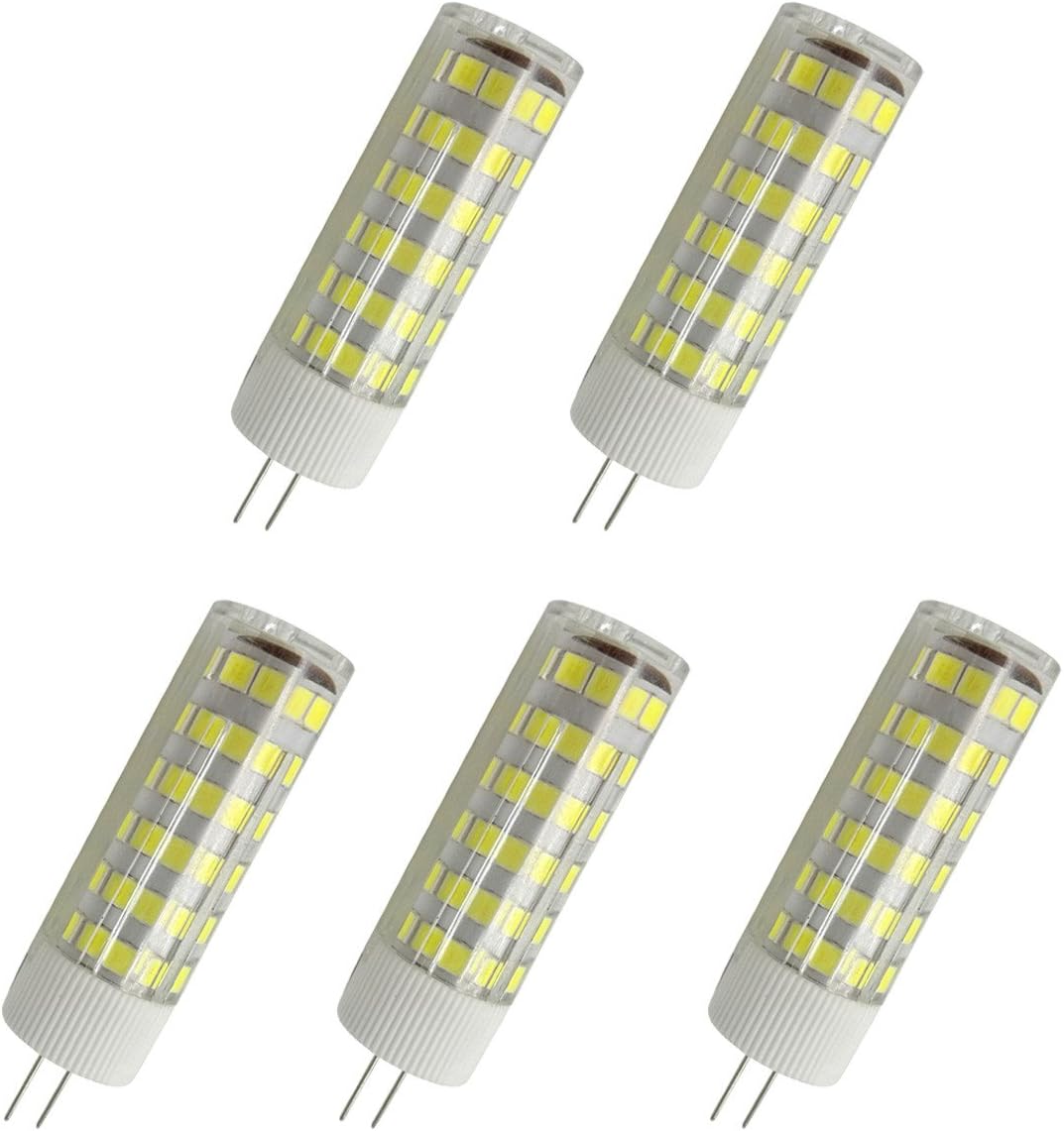 Aoxdi 5X G4 7W LED Light Lamps, Cool White, AC/DC12V, 75 SMD 2835 LED Bulbs