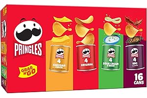 Pringles Potato Crisps Chips, Lunch Snacks, Office and Kids Snacks, Grab N' Go, Variety Pack (16 Cans)
