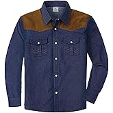 COSLAND Boy's Toddler Pearl Snap Western Button Down Denim Shirt, 4-14 Years