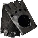 Hanotolo Driving Gloves for Women Leather Fingerless Unlined Lambskin Gloves