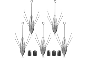 BNQOE 5 Pcs Sputnik Sinkers Surf Fishing Weight, Fishing Equipment Long Tail Fishing Weights Saltwater Surf Casting Sinkers,Fishing Weights Sinkers Spider Weights Surf Casting Sinkers