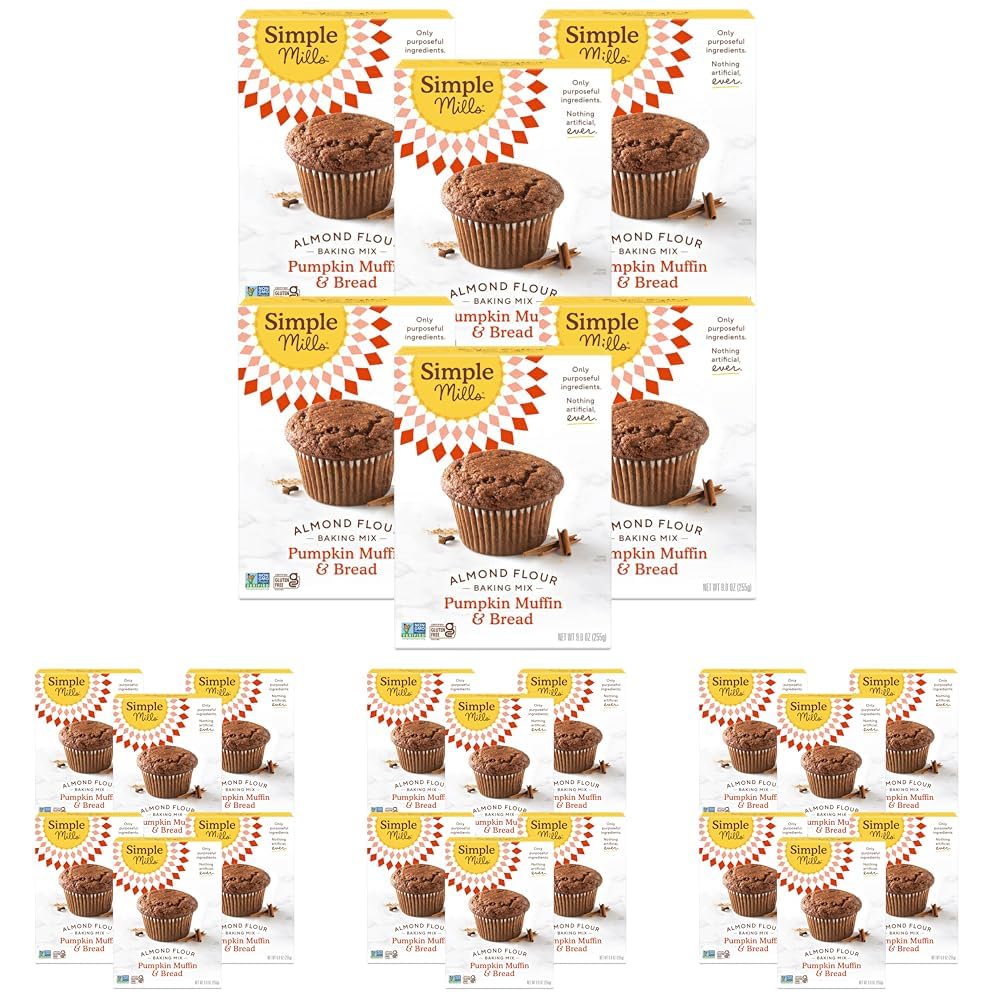 Simple Mills Almond Flour Baking Mix, Pumpkin Muffin & Bread Mix, Gluten Free, Plant Based, Paleo Friendly, 4.25 Ounce (Pack of 24) Image
