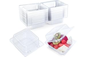 Evnlo 50 Count Clear Plastic Containers with Lids for Food, Thickened Disposable Sandwich Containers Clamshell Boxes for Cake Slice, Dessert, Hamburger, Salad, Pastry, Fruits, Takeout Tray, Snack