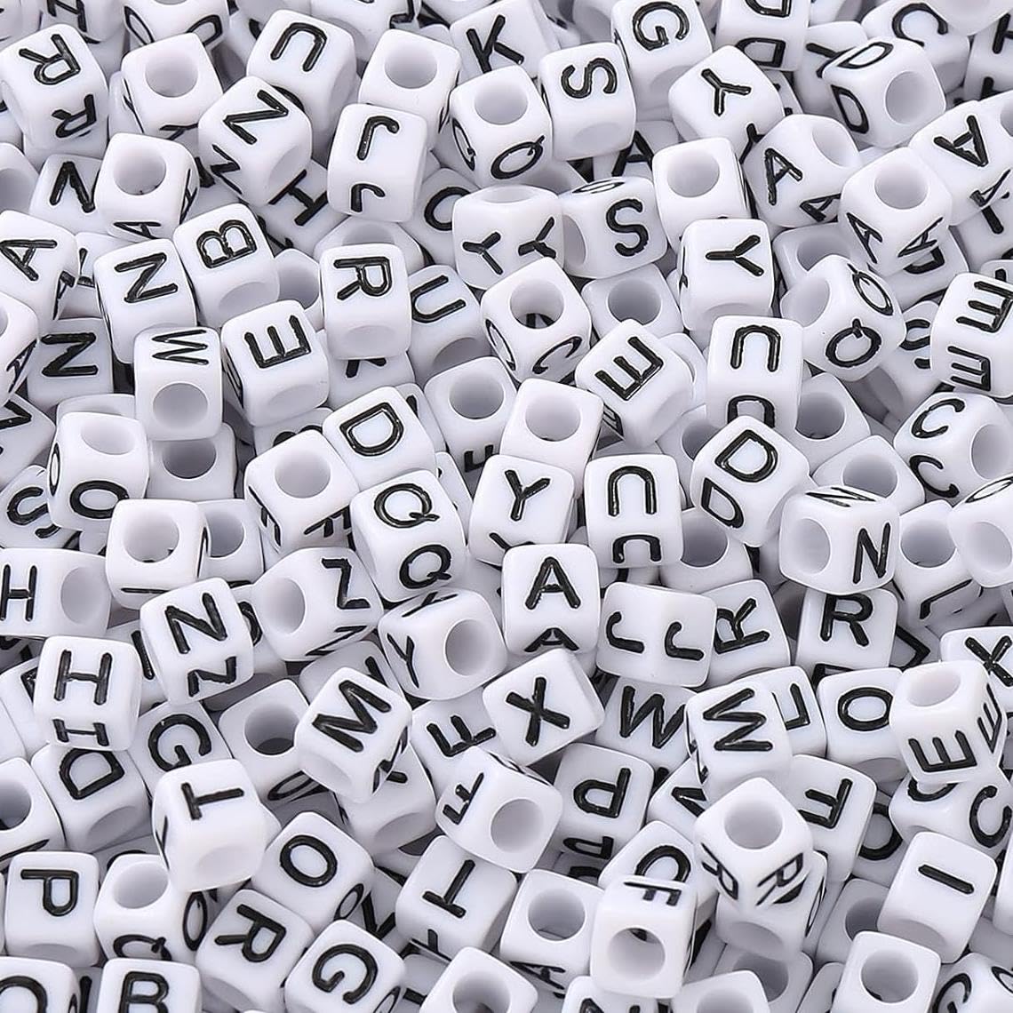 HERZWILD1000pcs Letter Beads,Acrylic Alphabet Cube Beads Craft Bead Square Loose A-Z Bead for Jewellery Crafts DIY Necklace Bracelet Decoration (6 x 6 mm)