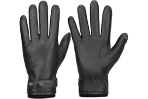 outdoor plus Leather Gloves for Men,Warm Wool Lined PU Leather Winter Gloves Touchscreen,Driving Gloves Men Waterproof