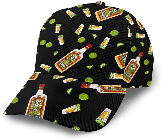 Feamo Gorra de béisbol con diseño de tequila mexicano, color negro