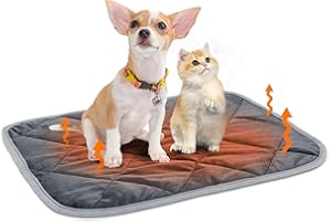 Nobleza Self Warming Pet Mat, Extra Warm Thermal Dog Crate Pad for Indoor Outdoor Pets, Washable Anti-Slip Kennel Mat for Medium Small Dogs and Cats, 20" × 16" Grey