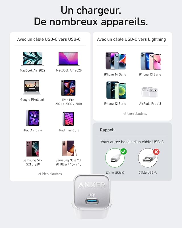Chargeur iPhone 511 (Nano 3) USB C