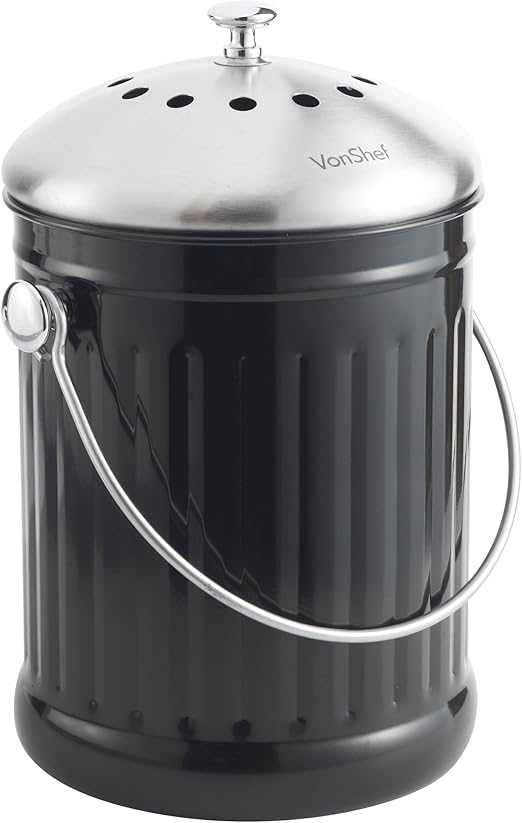 Amazon Com Vonshef Compost Bin Stainless Steel Includes Odor