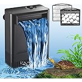 Turtle Tank Filter Aquarium Filter Power Adjustable 20-75 Gal. 290GPH Large | Internal Filter 3-Stage Waterfall Bio-Filtration Low Water Level for Freshwater Saltwater Fish Tank Reptile Shrimp Frog