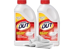 2 Iron and Rust Cleaner Powder, 1lb 12oz | Powerful Bathroom Cleaner Formula + Daley Mint Towel | Cleans Toilet, Shower, Tub, Tile, Laundry