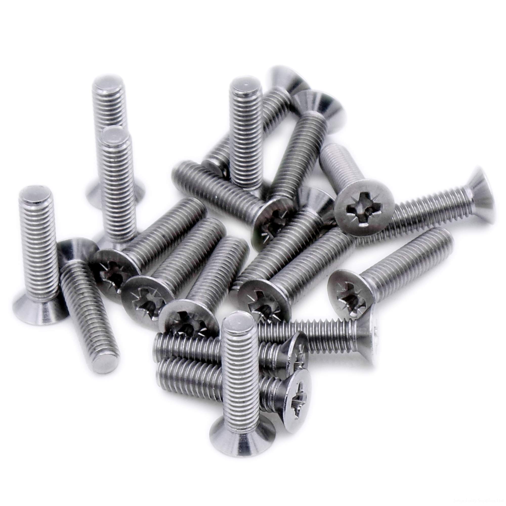 M6 (6mm x 25mm) Pozi Countersunk Machine Screw (Bolt) - Stainless Steel (A2) (Pack of 20)