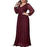 CYCLAMEN Plus Size Sparkly Formal Dress Lace Maxi V Neck Cocktail Evening Gown Wedding Guest