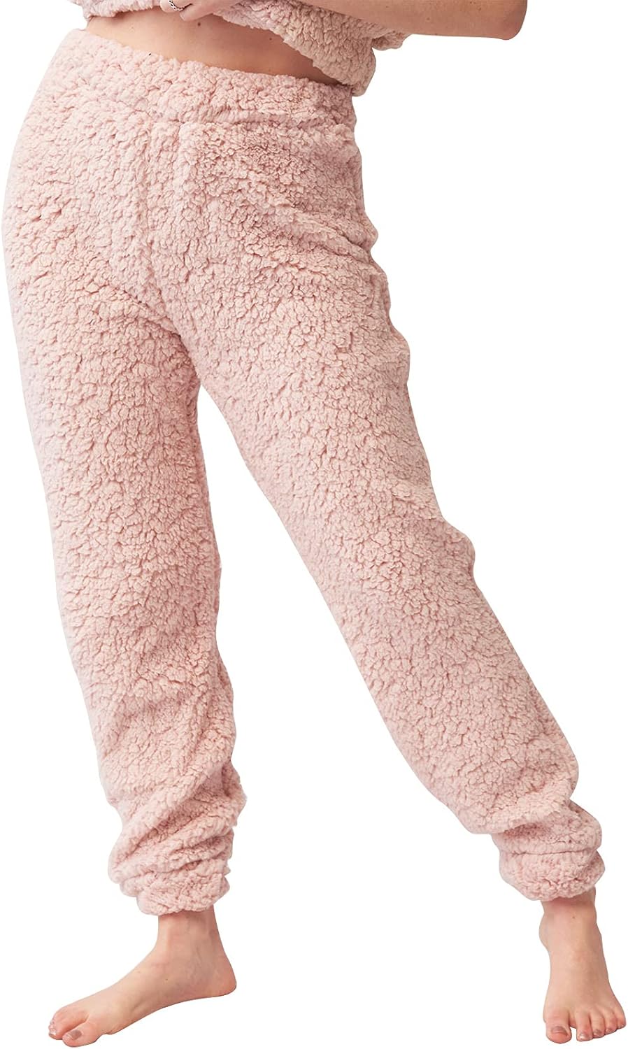 OHS Soft Teddy Fleece Casual Jogger Ultra Plush Warm Fluffy Loungewear