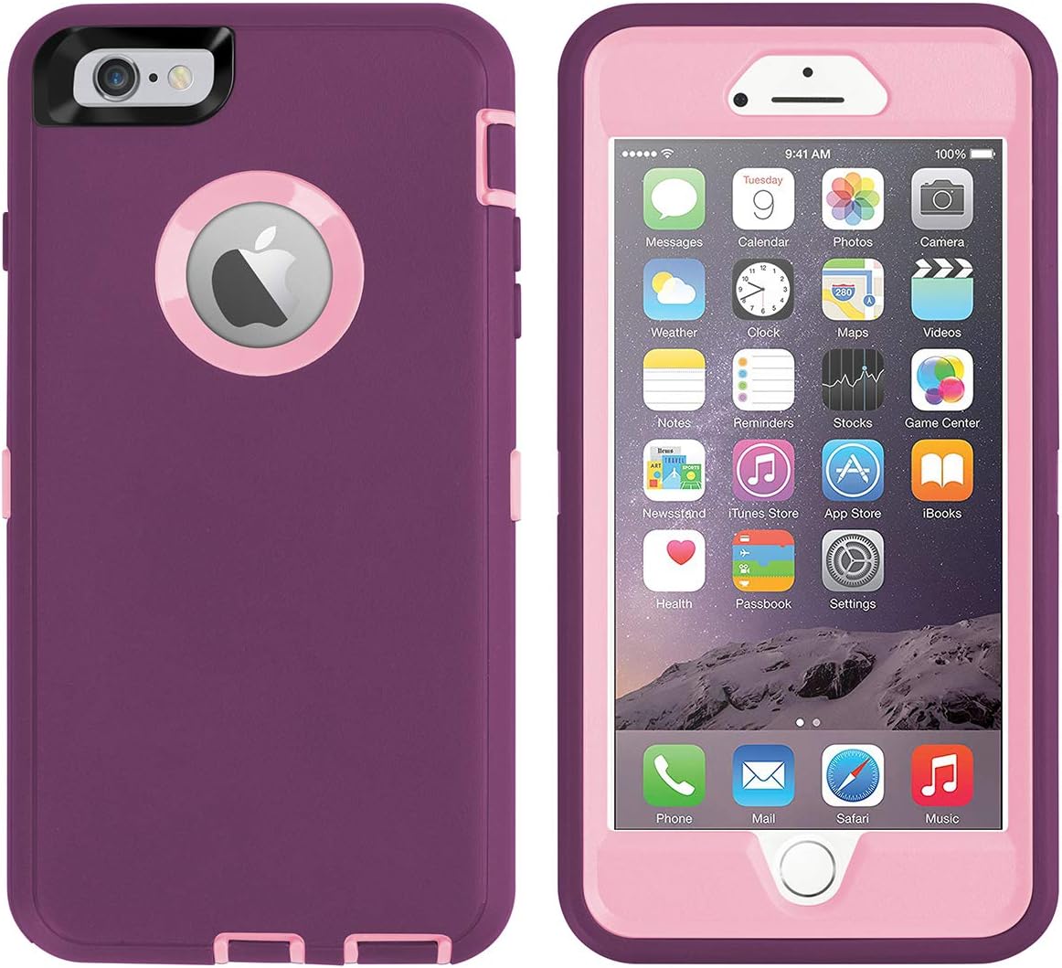 Amazon Com Aicase Iphone 6 Plus Case Iphone 6s Plus Case Heavy Duty Built In Screen Protector Tough 4 In 1 Rugged Shockproof Cover For Apple Iphone 6 Plus 6s Plus Pink Purple Electronics